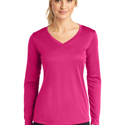Ladies Long Sleeve PosiCharge ® Competitor™ V Neck Tee Thumbnail