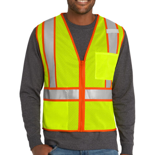 Ansi 107 Class 2 Mesh Zippered Two Tone Vest (Stock Alert) Thumbnail