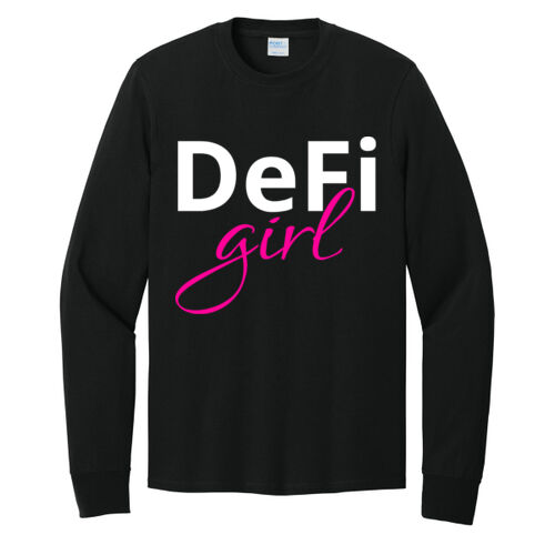 DeFi Girl Customizable - Long Sleeve Core Cotton Tee Thumbnail