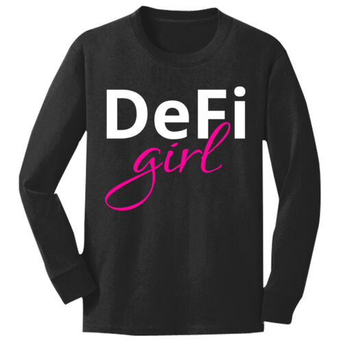 DeFi Girl Customizable - Youth Long Sleeve Core Cotton Tee Thumbnail