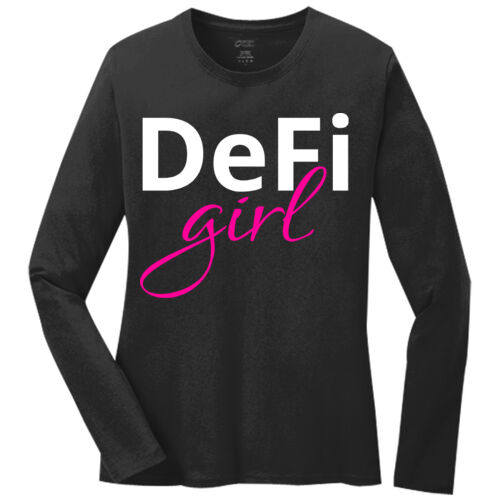 DeFi Girl Customizable - Ladies Long Sleeve Core Cotton Tee Thumbnail