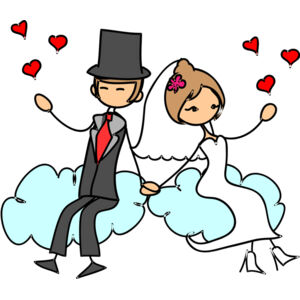 Cartoon Wedding Groom Bride Holding Hands 10 Thumbnail