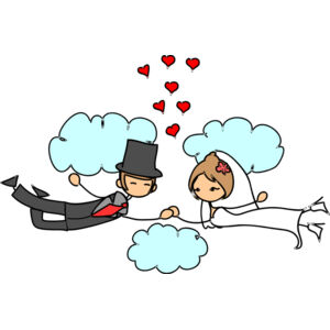Cartoon Wedding Groom Bride Holding Hands 11 Thumbnail