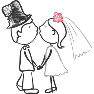 Cartoon Wedding Groom Bride Kiss 4 Thumbnail