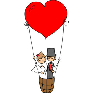 Cartoon Wedding Groom Bride Heart Balloons 2 Thumbnail