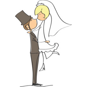 Cartoon Wedding Groom Bride Hug 1 Thumbnail
