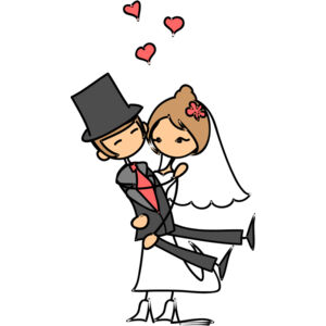 Cartoon Wedding Groom Bride Hug 11 Thumbnail