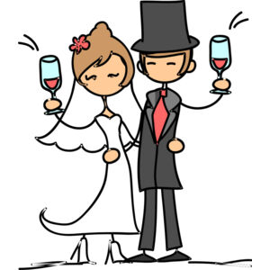 Cartoon Wedding Groom Bride Champagne Glasses 3 Thumbnail