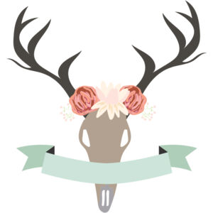 Watercolor Antlers Deer Skull Ribbon 1 Thumbnail